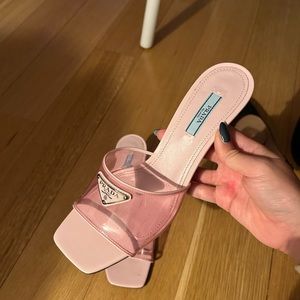 Prada PVC kitten heel mule sandals